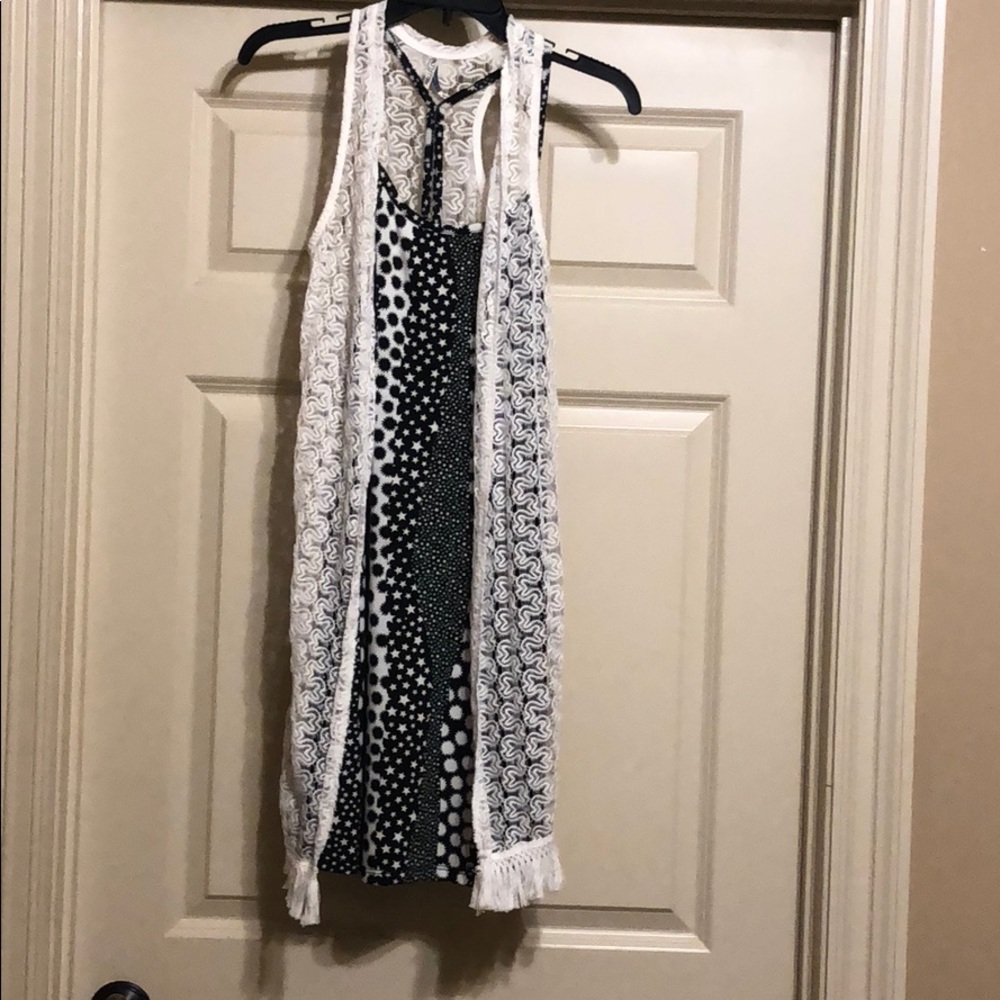 Black and white mini dress with cover